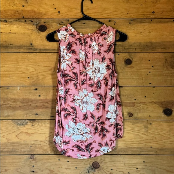 LOFT Floral Tie Neck Top - Picture 2 of 3